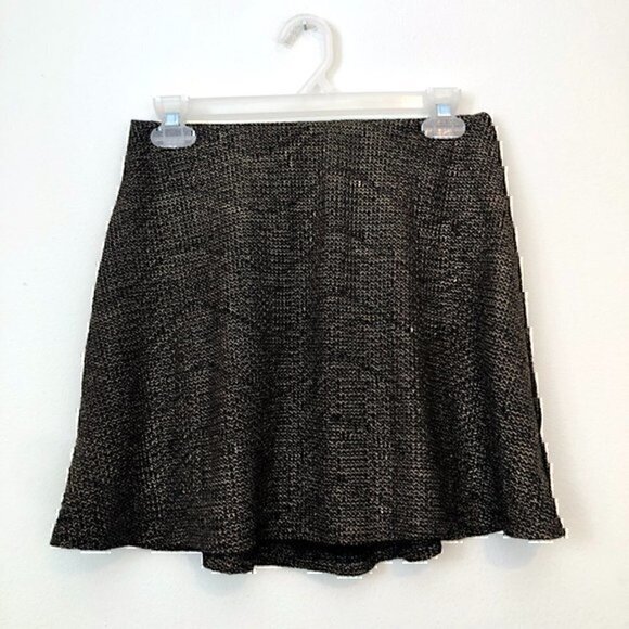 NEW NWT BCBGENERATION Pull Up Circle Skirt Black Gold Short Mini A-Line S - FLAW - Picture 2 of 11